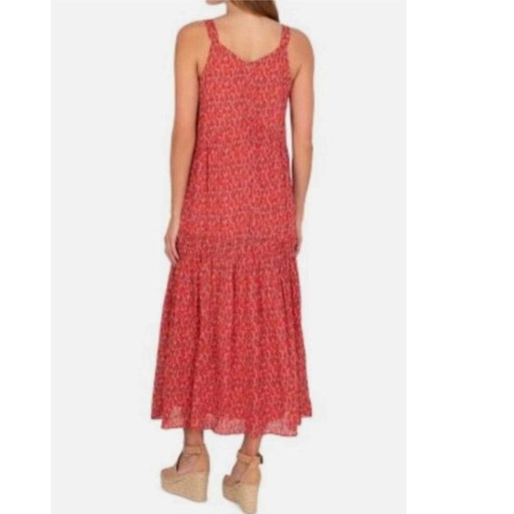 Joie Women’s Pink Red Maxi Dress Tank V-Neck Flow M - Picture 3 of 6